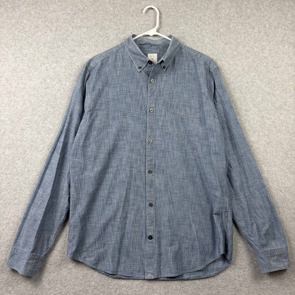 Gap Shirt Mens Large Blue Chambray Oxford Button Down Classic Pocket Preppy